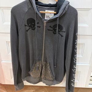 Gray Skull Graphic Hoodie